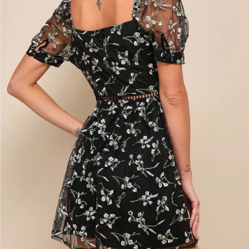 Radiant Love Black Embroidered Skater Dress size small